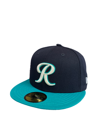 Tacoma Rainiers New Era 59Fifty Navy Teal R Cap Mariners Side Patch