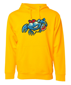 Jersey Shore BlueClaws 108 Stitches Gold Boogie Board Crab Hoodie