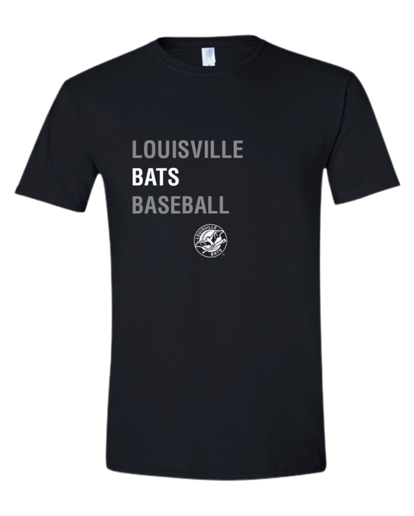 Black Louisville Bats Baseball Tee