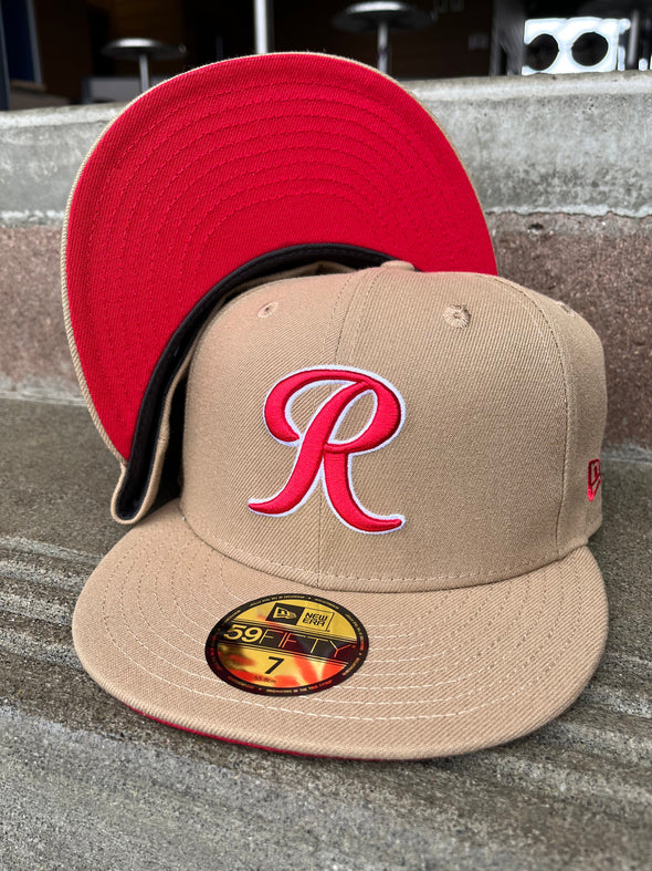 Tacoma Rainiers New Era 59Fifty Khaki Red R Cap