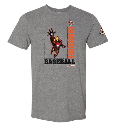 Delmarva Shorebirds Marvel's Defenders of the Diamond OT Sports Iron Man T-Shirt