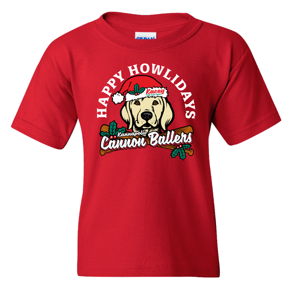 Youth Red Kacey Happy Howlidays Tee