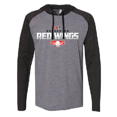 Rochester Red Wings Raglan Long Sleeve Tee with Hood