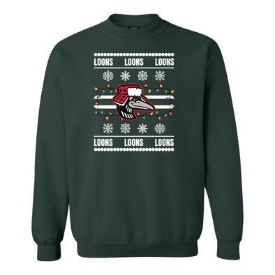 Great Lakes Loons Forest Green Holiday Crewneck