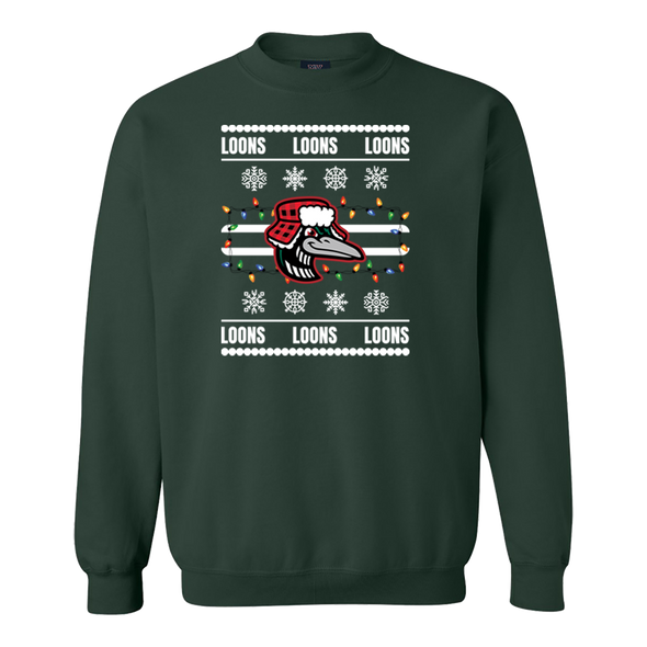 Great Lakes Loons Forest Green Holiday Crewneck