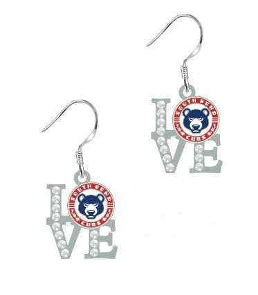 South Bend Cubs J-Hook Love Earrings