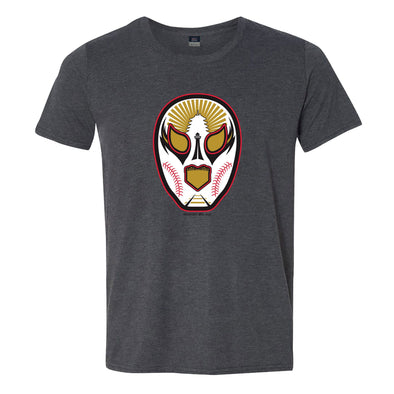 MV Sport Aiden Tri Blend Crew Heather Charcoal Luchadores Mask T-Shirt