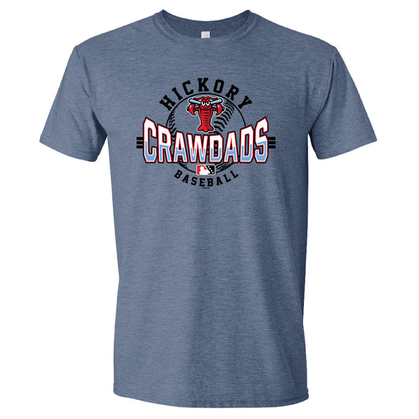 Hickory Crawdads Mahomes Heather Indigo Softstyle Tee