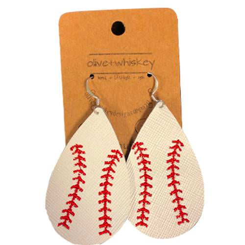 Reading Fightin Phils Olive+Whiskey Baseball Earrings