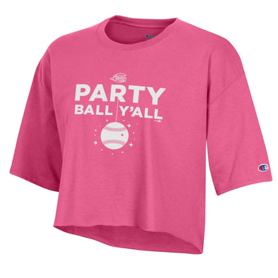 Greenville Drive Champion Women's Pink Party Ball Y'all Cropped Tee