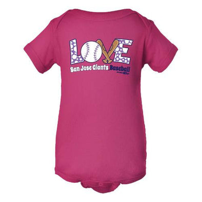 San Jose Giants Girls Pink I Love San Jose Giants Baseball Onesie