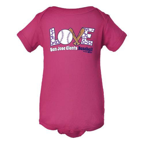 San Jose Giants Girls Pink I Love San Jose Giants Baseball Onesie