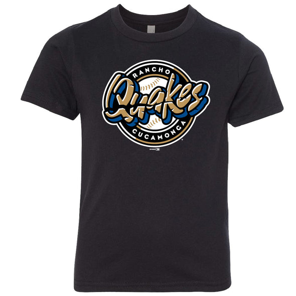 Rancho Cucamonga Quakes Bimm Youth Black Primary Logo Tee