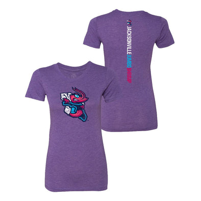 Jacksonville Jumbo Shrimp 108 Stitches Ladies Purple Vice Razorback Tee