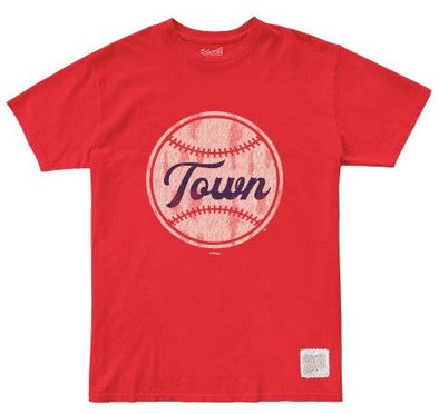 Retro Brand Distressed Red Baseballtown Logo Tee