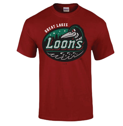 Great Lakes Loons Red Primary Tee- Adult