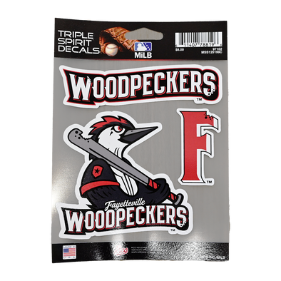 Fayetteville Woodpeckers Rico 3 Pack Logo Decal