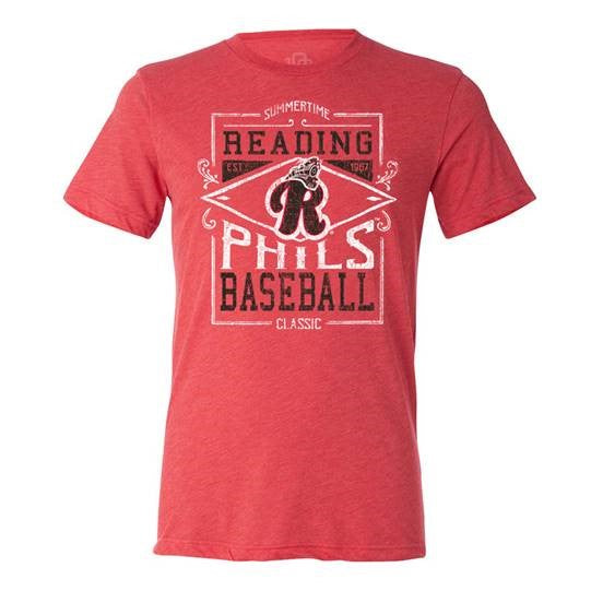108 Stitches Red Reading Phils Baseball Classic Tee