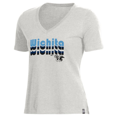Wichita Wind Surge Women Silver Performance Cotton V-neck Tee