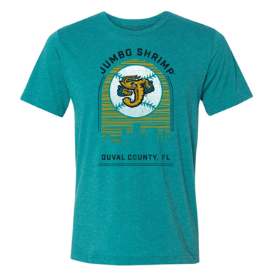 Jacksonville Jumbo Shrimp 108 Stitches Teal Skyline Tee