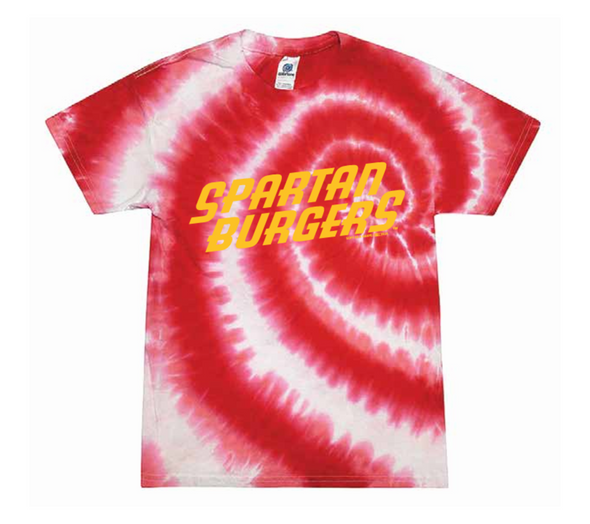 Adult Red Tie Dye Text Tee