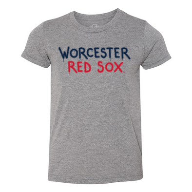 Worcester Red Sox Gray Youth Spray Paint Tee