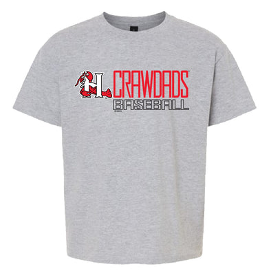 Hickory Crawdads Youth Stowable Gray Tee