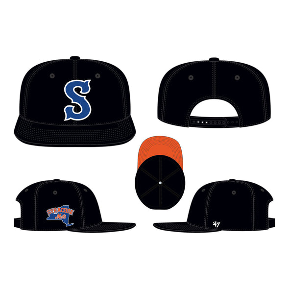 Syracuse Mets Black Sure Shot Captain Adj. Cap