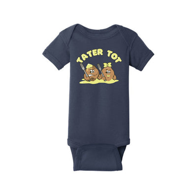 Syracuse Mets Salt Potatoes Navy Tater Tot Onesie