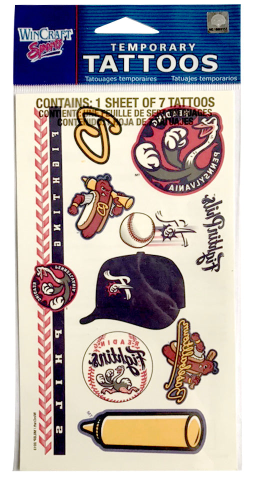 WinCraft Reading Fightin Phils Tattoo Sheet