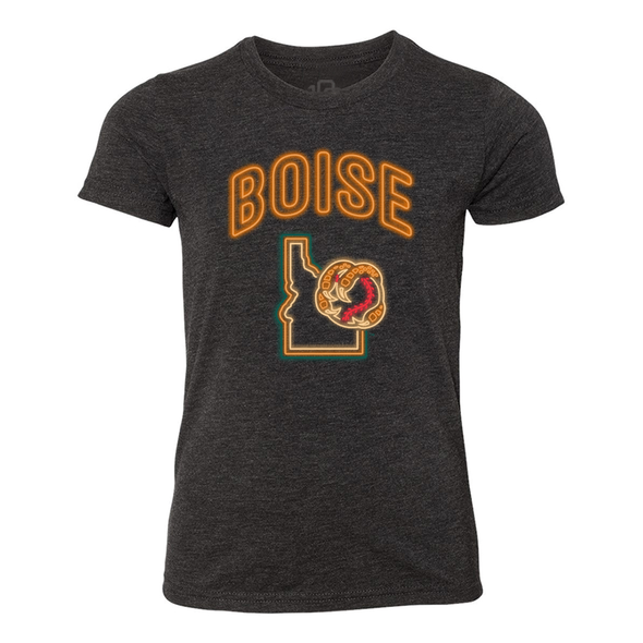 BOISE HAWKS YOUTH NEON TEE, BLACK