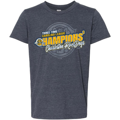 Charleston RiverDogs Yth 2023 3x Championship Heathered Navy Tee