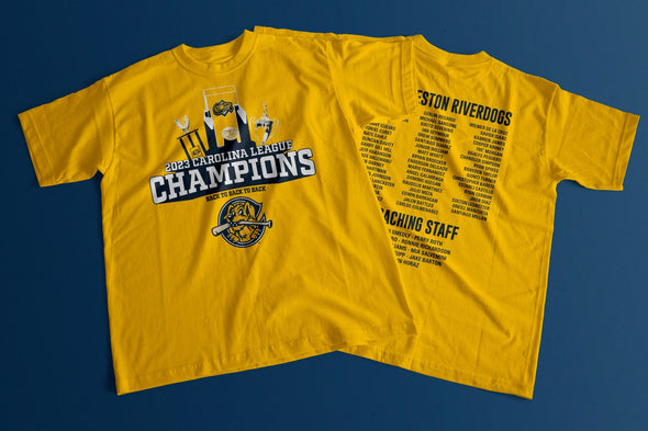 Charleston RiverDogs 2023 Carolina League Back to Back to Back Championship Tee