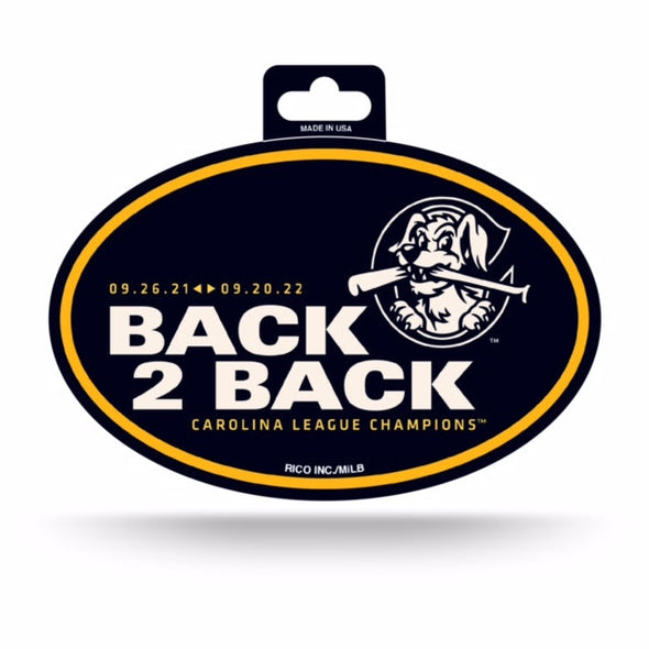 Charleston Riverdogs Back To Back Championship Oval Decal