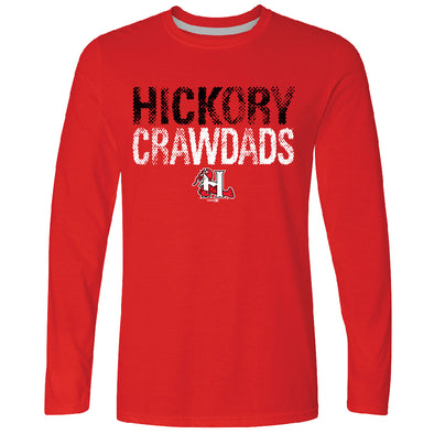 Hickory Crawdads Trampled Red Long Sleeve Tee