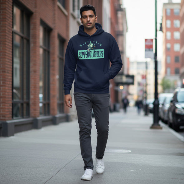 Wisconsin Supper Clubbers Grasshopper Navy Clem Hoodie *NEW*