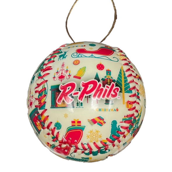 America's Classic Ballpark R-Phils Baseball Wrapping Paper Baseball Ornament