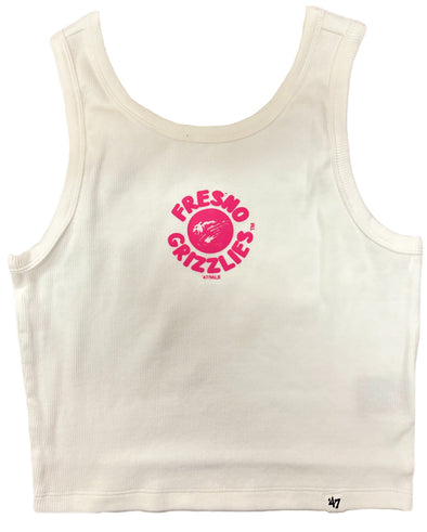 Women's White & Pink Cropped Tank