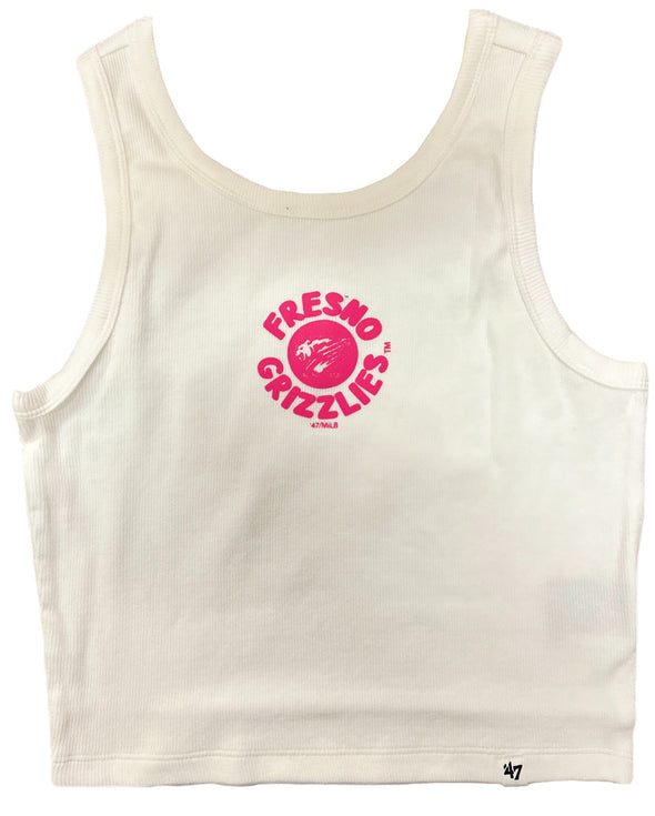 Women's White & Pink Cropped Tank