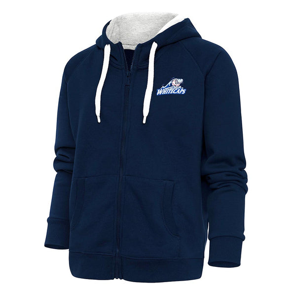 West Michigan Whitecaps Antigua Women's Navy Full Zip Hoodie