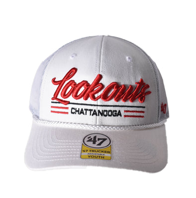 Chattanooga Lookouts White Youth Garner Rope '47 Trucker