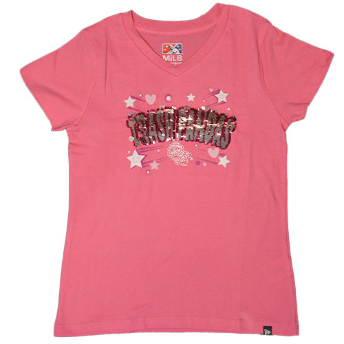 NE Girl's sequin v-neck tee