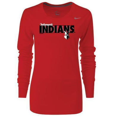 Indianapolis Indians Women's Red Inlet Longsleeve Nike Dri-FIT Tee