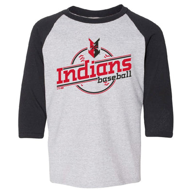 Indianapolis Indians Youth Grey/Black 3/4 Sleeve Grin Tee