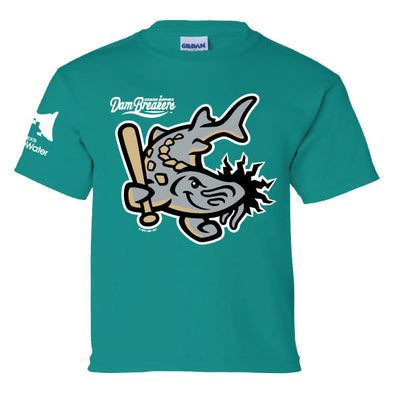 Grand Rapids Dam Breakers Youth Jade Fish Logo T-Shirt