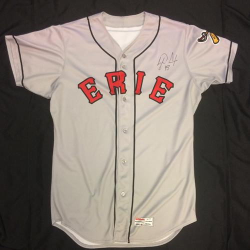 Erie SeaWolves Tyler Alexander Away Gray Game Used Autograph Jersey #15