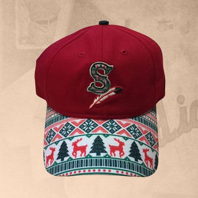 Spokane Indians Holiday Sweater Adj Red Cap