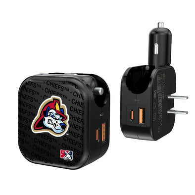 Peoria Chiefs Blackletter 2 in 1 USB A/C Charger