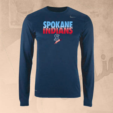 Spokane Indians Nike Navy Dri-Fit Long Sleeve Tee