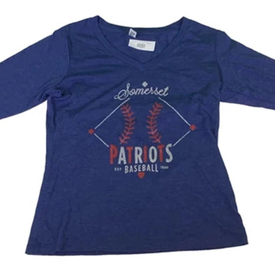 Somerset Patriots Womens Relaxed 3/4 Sleeve Vneck Tee